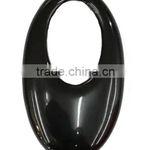 40x25mm Oval Cutting Black Agate Semiprecious Pendant Wholesale thumbnail-1