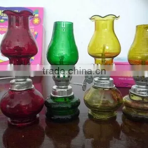 Cheap Price Decorative Colored Blow Control Glass Kerosene Oil Lamp Glass Kerosene Table Lamp thumbnail-1