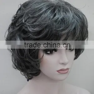 Black With c Aged Women Elderly Fluffy Wig N530 thumbnail-2