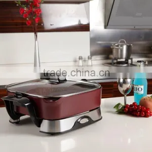 Multi Cooker With Adjustable Thermostat 12*12 Inches Square Non-stick Coating Electric Skillet Fry Pan thumbnail-2