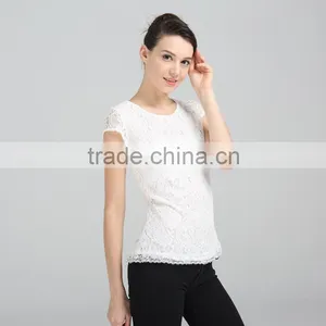 2016 Wholesale Women's Lace Blouse With Cap Sleeves thumbnail-5