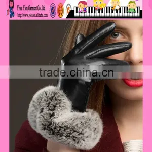2016 Fashionable Woman Leather Gloves Beautiful Fur Woman Leather Gloves thumbnail-1