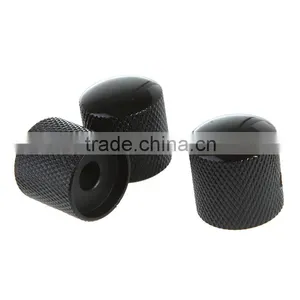 3PCS Metal Dome Knobs Knurled Barrel for Electric Guitar Parts Black thumbnail-4