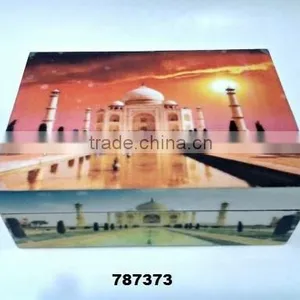 Wooden Box Painted Taj Mahal Design thumbnail-1