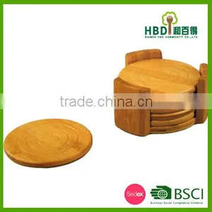 Hot Selling 7PCS Set Customized Round Wood Carved Coasters thumbnail-1