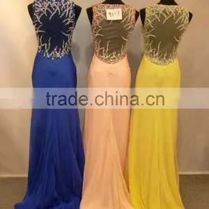Sleeveless Beaded Ruffle See Through Elegant Pink Dress Beaded Evening Dress thumbnail-5