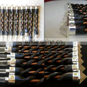 CRYSTAL PYRAMID TWISTED WOODEN HEALING WAND thumbnail-1