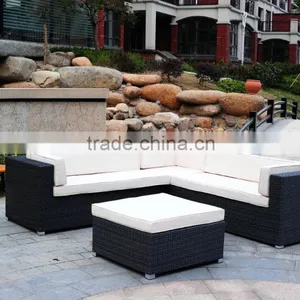 4 Pieces Outdoor Furniture Complete Patio Wicker Rattan Garden Corner Sofa Couch Set, Full, Black thumbnail-1