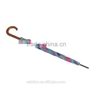 Long Outdoor Full Printing Wooden Handle Umbrella thumbnail-5