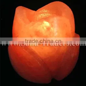 Natural Himalayan Crystal Rock Salt Designed Rose Shape Tea Light/ Candle Holder thumbnail-1