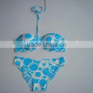 Women's Padded and Under-wire Halter Blue Bikini thumbnail-1