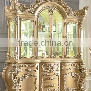 Luxurious European Royal Classic Solid Wood Hand Carved Wine Cabinet/Display Cabinet(MOQ=1 SET) thumbnail-1