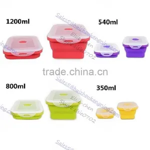 Silicone Outdoor Lunch Box Silicone Collapsible Outdoor Lunch Box Silicone NON Leaking Lunch Box thumbnail-1