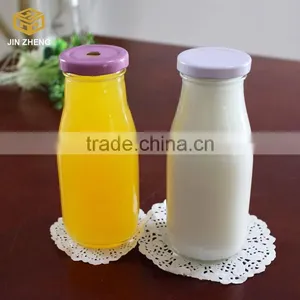11 Ounce Glass Milk Bottles With Retro Straws and Metal Twist Lids thumbnail-1