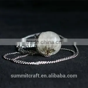 Natural Real Dandelion Pendant Necklace thumbnail-1
