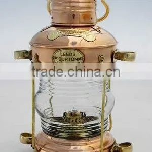 Nautical Ship Lantern, Antique Copper Lantern, Brass Ship Lanterns, Copper Outdoor Lantern, Copper Hurricane Lantern, thumbnail-1