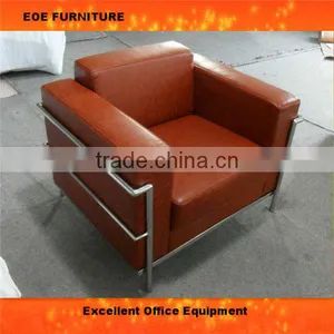 Brown Leather Single Seat Sofa thumbnail-1
