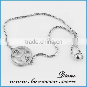 European Style Silver Adjustable Micro Pave Bracelet thumbnail-4