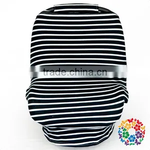 Black Stripe Nursing Cover Shipping Cart Restaurant High Chair Multi Use Baby Car Seat Cover thumbnail-1