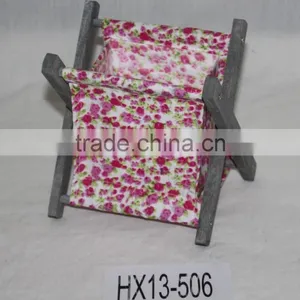 Colorful Canvas Folding Brown Frame Wooden Magzine Rack thumbnail-2