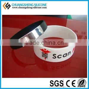 Engravable Stainless Steel Metal Plate Kids Cool Silicone Bracelets thumbnail-1