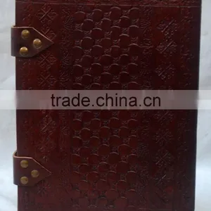 Handmade Vintage Embossed Leather Journal With Dual Belt thumbnail-2