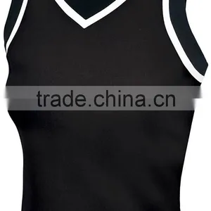 Sleeveless V Neck Knit Spandex Cheerleading Uniforms Women Sexy Tank Top Plus Size Sublimation Cheerleading Uniforms Custom thumbnail-6