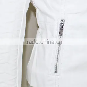 Hot Selling New Cool Design Women Zipper Slim Leather Jacket Wholesale thumbnail-4