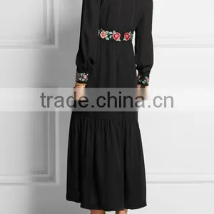 Long Sleeve Black Embroidery Dress Design Latest Women Hand Embroidery Design For Dress HSD6667 thumbnail-2