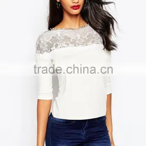 China Factory OEM ODM 2015 New Fashion Customized Top and Blouse With Lace Off Shoulder thumbnail-1
