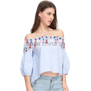 Off Shoulder Woman Designer Pattern Latest Blouse Design Image thumbnail-4