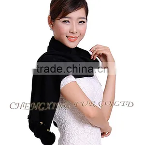 CX-B-P-42C Fur Ball Fashion Women Pashmina Wide Shawl thumbnail-2