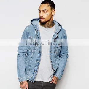 Fashion Denim Jacket With Hooded Anorak Jacket With Pocket Great Quality thumbnail-1