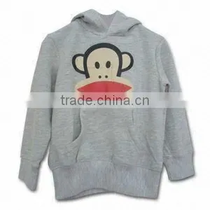 Children's Long-sleeved T-shirts With Hood, Made of 100% Cotton, Comes in Gray and White Color thumbnail-1