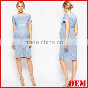 2015 Elegant Body Con Fit Lace Dress With Chiffon Maternity Dress thumbnail-1