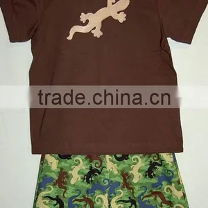 Boys Shirt and Pant Cartoon Gecko Applique Design Outfit First Impressions Baby Clothes thumbnail-1