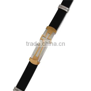 Custom Personalized Gold Plated Black Cross 304 Stainless Steel Silicone Wrist Band Custom Debossed thumbnail-3