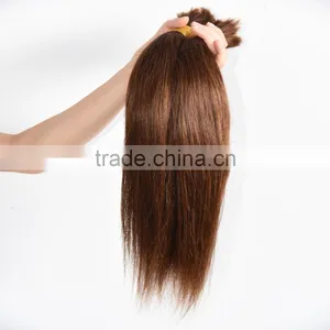 Top High Quality Silk Straight Remy Hair 4# Brown Color Weave Human Hair Bulk thumbnail-1