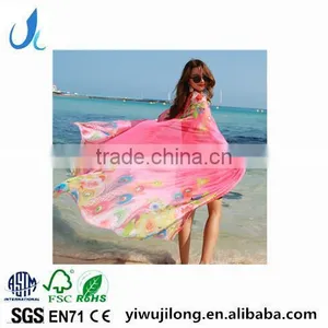 2017 New Sytle Long and Big Shawl Silk Chiffon Scarf Beach Made in China thumbnail-1