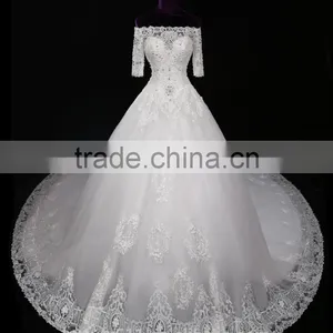 Wholesale Sweetheart Short Sleeve Lace Wedding Dresses Beaded Sweetheart Nackline Mermaid Lace Wedding Dress 2017 F12601 thumbnail-2
