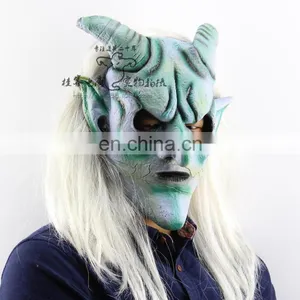 Latex Boss Horns Halloween Mask With Wigs thumbnail-1