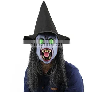 Halloween Witch Scary Latex Mask With Wigs thumbnail-1