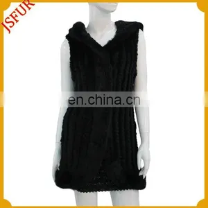 Women's Fashon Fur Knitted Long Cardigan With Hood thumbnail-1