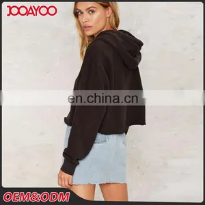 Wholesale Custom Oversized Long Sleeve Pullover Black Cropped Hoodie thumbnail-3