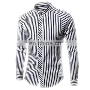 Fashion Slim Fit Stripe Men Dress Shirt for White Collar in ShenZhen thumbnail-2