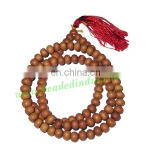 White Sandal Wood Beads Mala, Holy Wood Beads-Seeds String (mala), Size: 9mm thumbnail-1