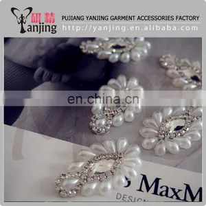 Factory Main Product !4.5*2.5CM Clear Silver Beaded Pearl Wedding Dress Flower Appliques thumbnail-5