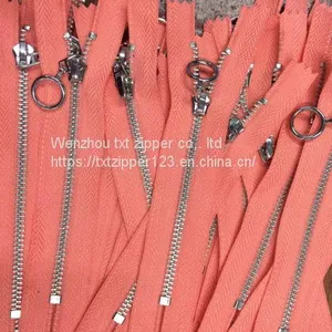 TXT Brand 5# Metal Brass Zipper With Platinum Teeth Auto Lock N-ring Puller Close End thumbnail-2