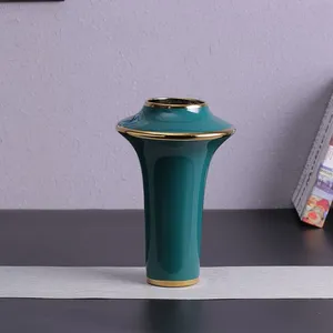 Flying Saucer Creative Three-Piece Yellow Green White Jingdezhen Gilded Ceramic Vase Hotel Decoration thumbnail-4