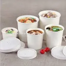 12oz Disposable Soup Paper Bowls With Lids for Party Eco Friendly White Large Container thumbnail-1